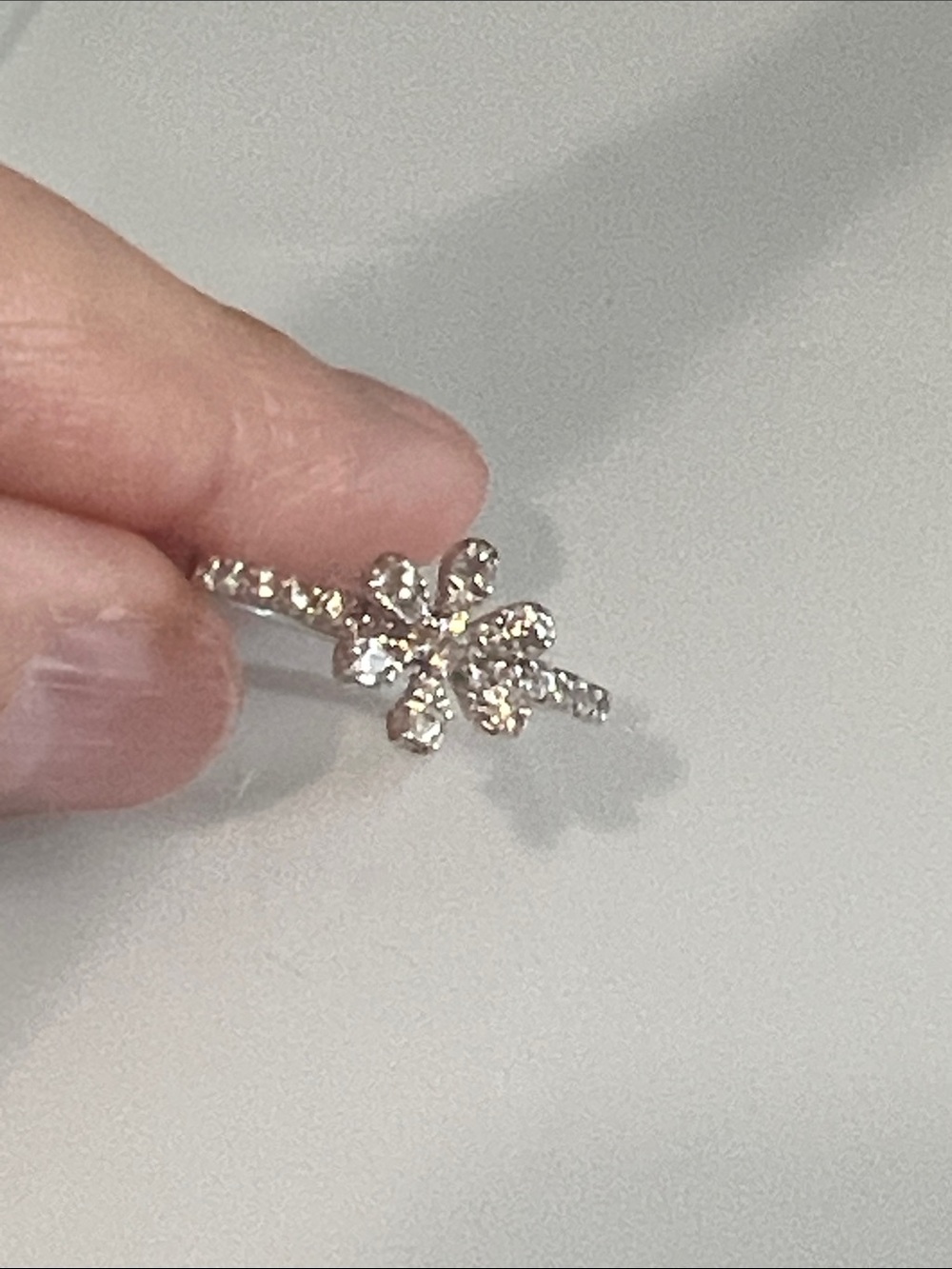 Suzy Levian Silver Floral CZ Ring - Sparkling Flower Band